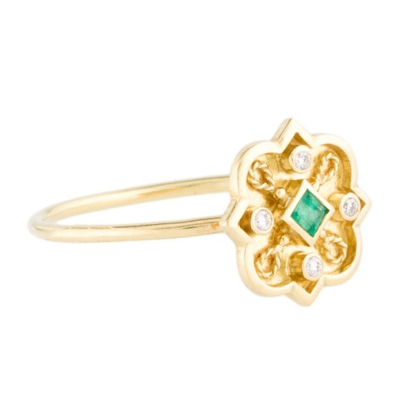 AMRAPALI 18K YELLOW GOLD EMERALD & DIAMOND COCKTAIL RING - Picture 3 of 9